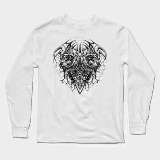 Biomechanical Line Art Tattoo Design Long Sleeve T-Shirt